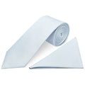 Plain Sky Blue Silk Classic Mens Tie and Pocket Square Set