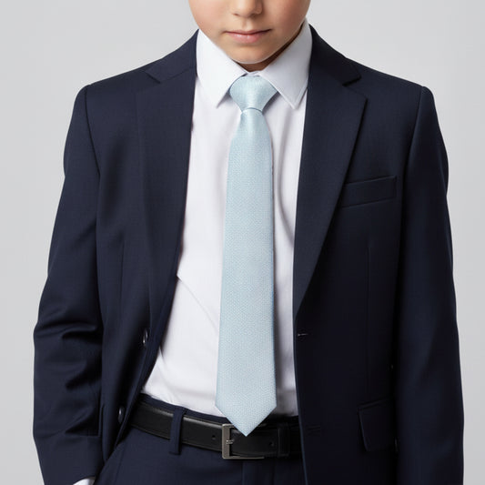 Plain Steel Blue Silk Skinny Boys Tie