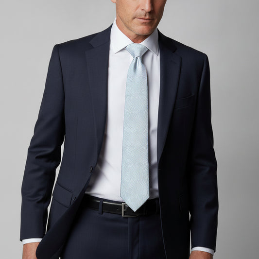 Plain Steel Blue Silk Classic Mens Tie