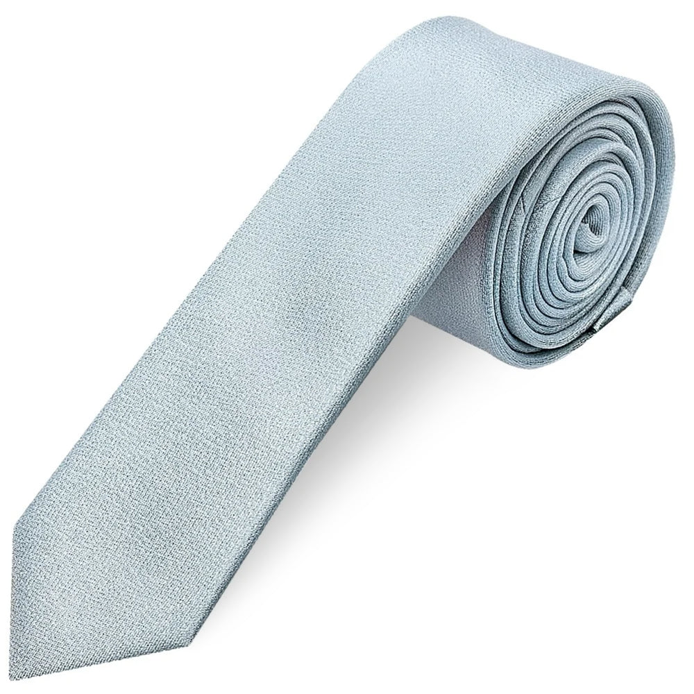 Plain Steel Blue Silk Skinny Boys Tie