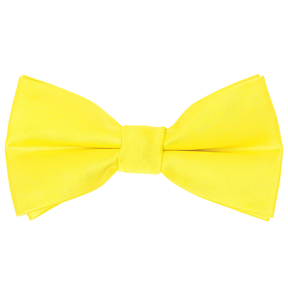 Pre Tied Sunshine Yellow Satin Boys Bow Tie and Pocket Square Set Age 4-7