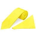 Sunshine Yellow Satin Classic Mens Tie and Pocket Square Set
