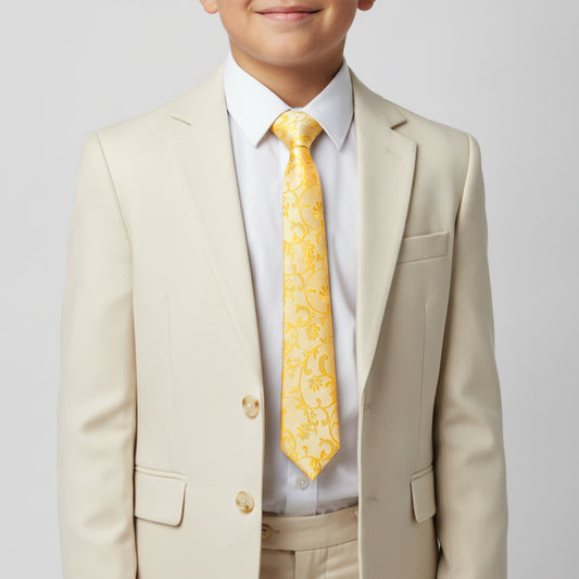 Bright Yellow Floral Skinny Boys Tie
