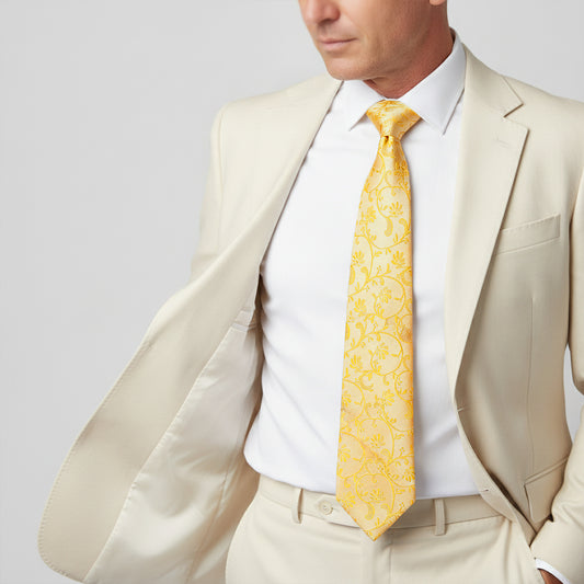 Bright Yellow Floral Classic Men's Tie