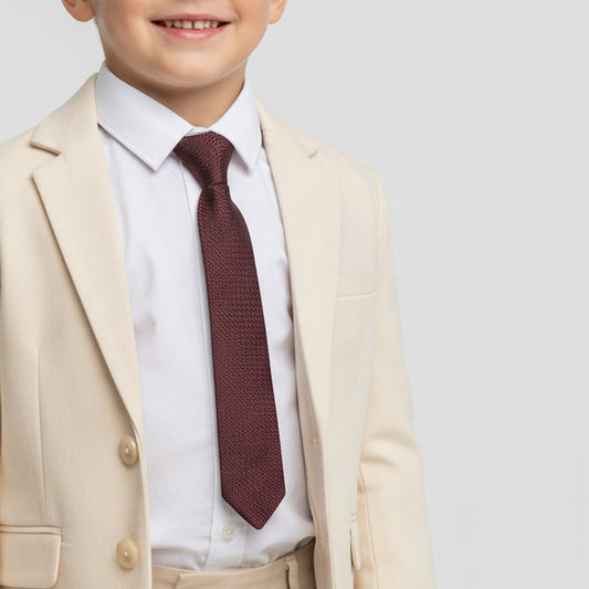 Pre Tied Burgundy Textured Boys Tie Age 4-7