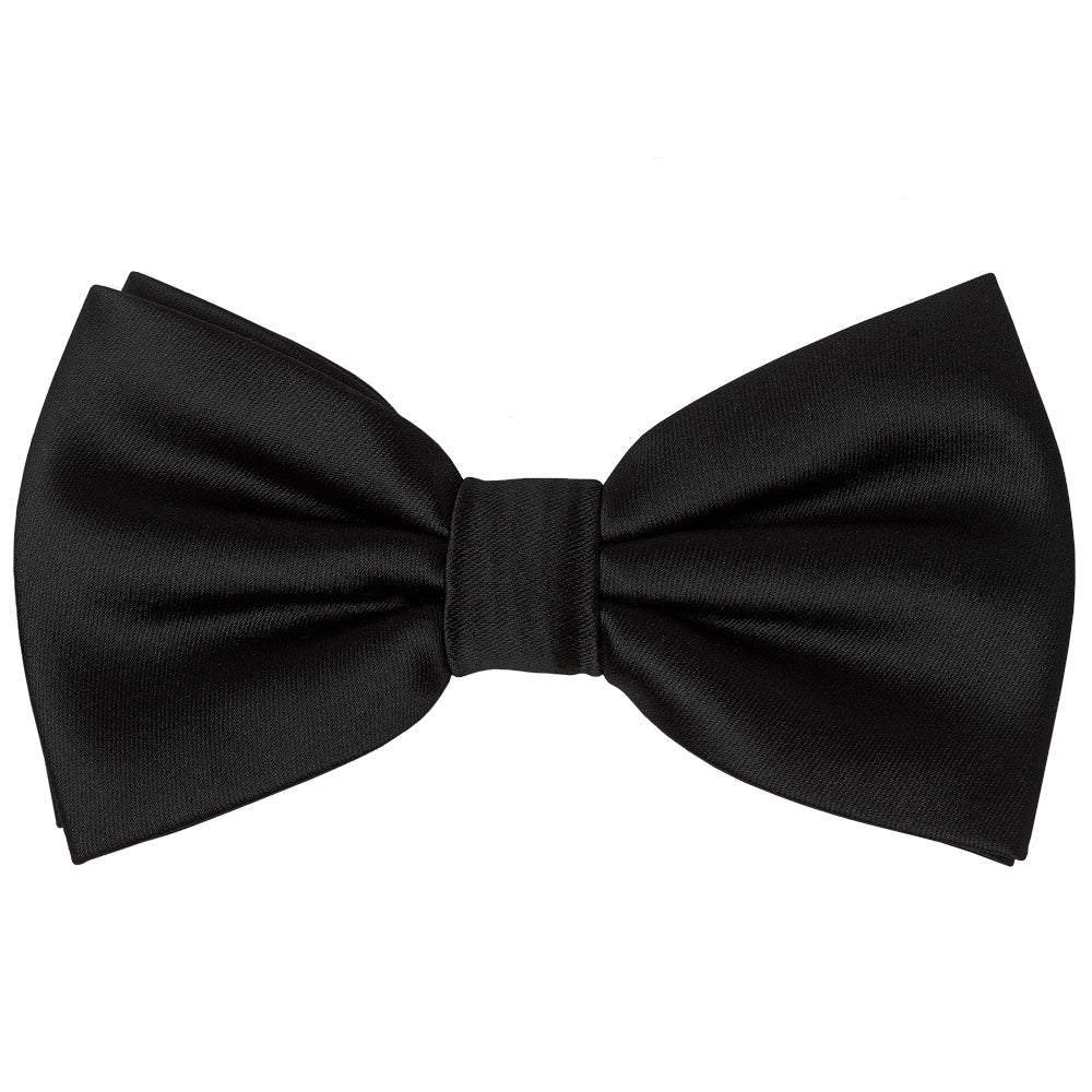 Men’s Black Satin Bow Tie Set with Matching Pocket Square & Black Braces