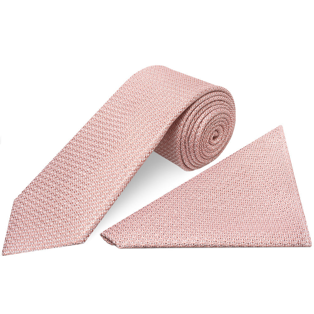 Pink Grenadine Silk Classic Mens Tie and Pocket Square Set