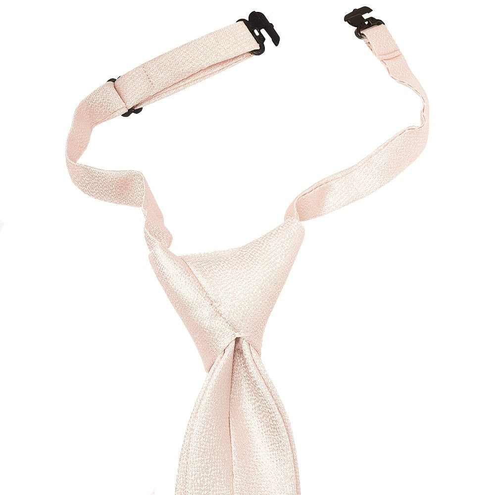 Pre Tied Blush Pink Textured Silk Boys Tie and Pocket Square Set Age 4-7